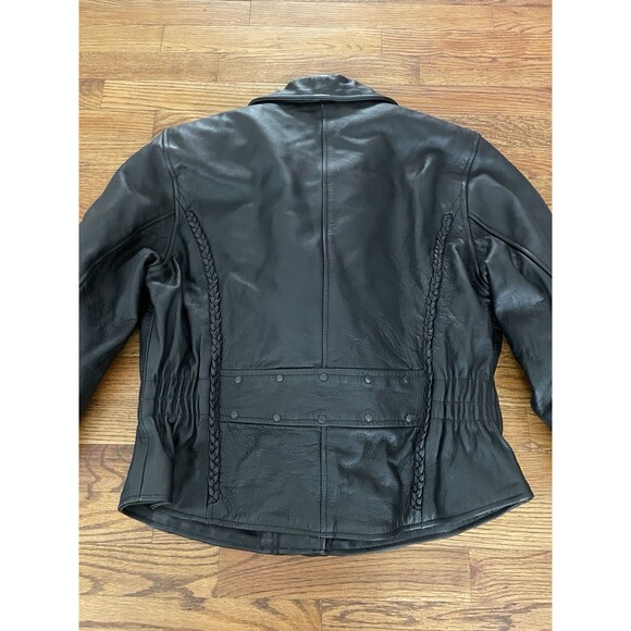 Vintage Hudson Leather Moto Edgy Motorcycle Biker Braid Cinch Lined Jacket - Picture 8 of 16